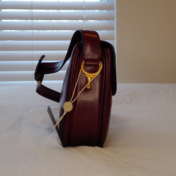Rare Vintage Celine Burgundy Triomphe Cross-body Shoulder Bag - Picture 7 of 16